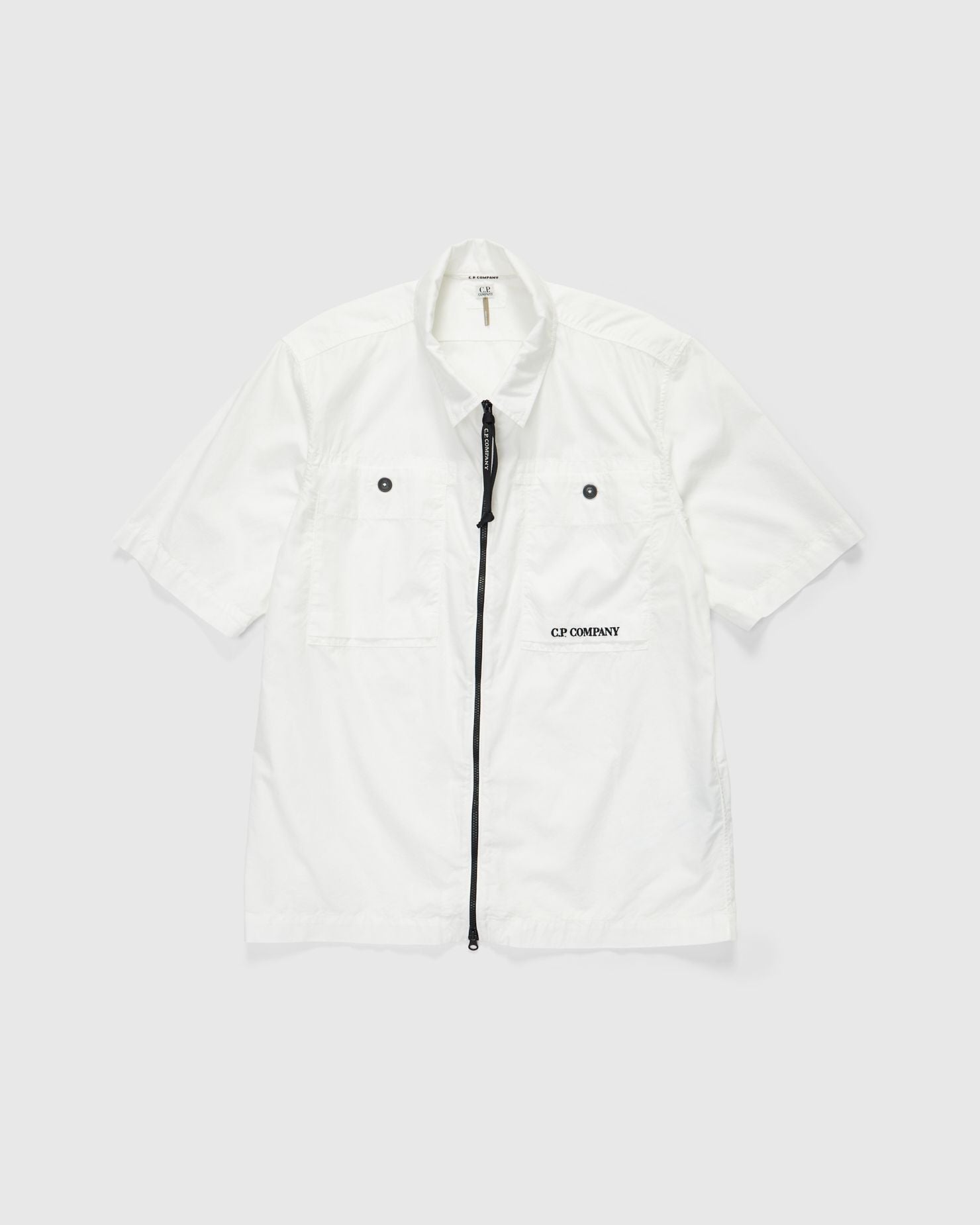 Cotton Rip-Stop Zipped Shirt in Gauze White