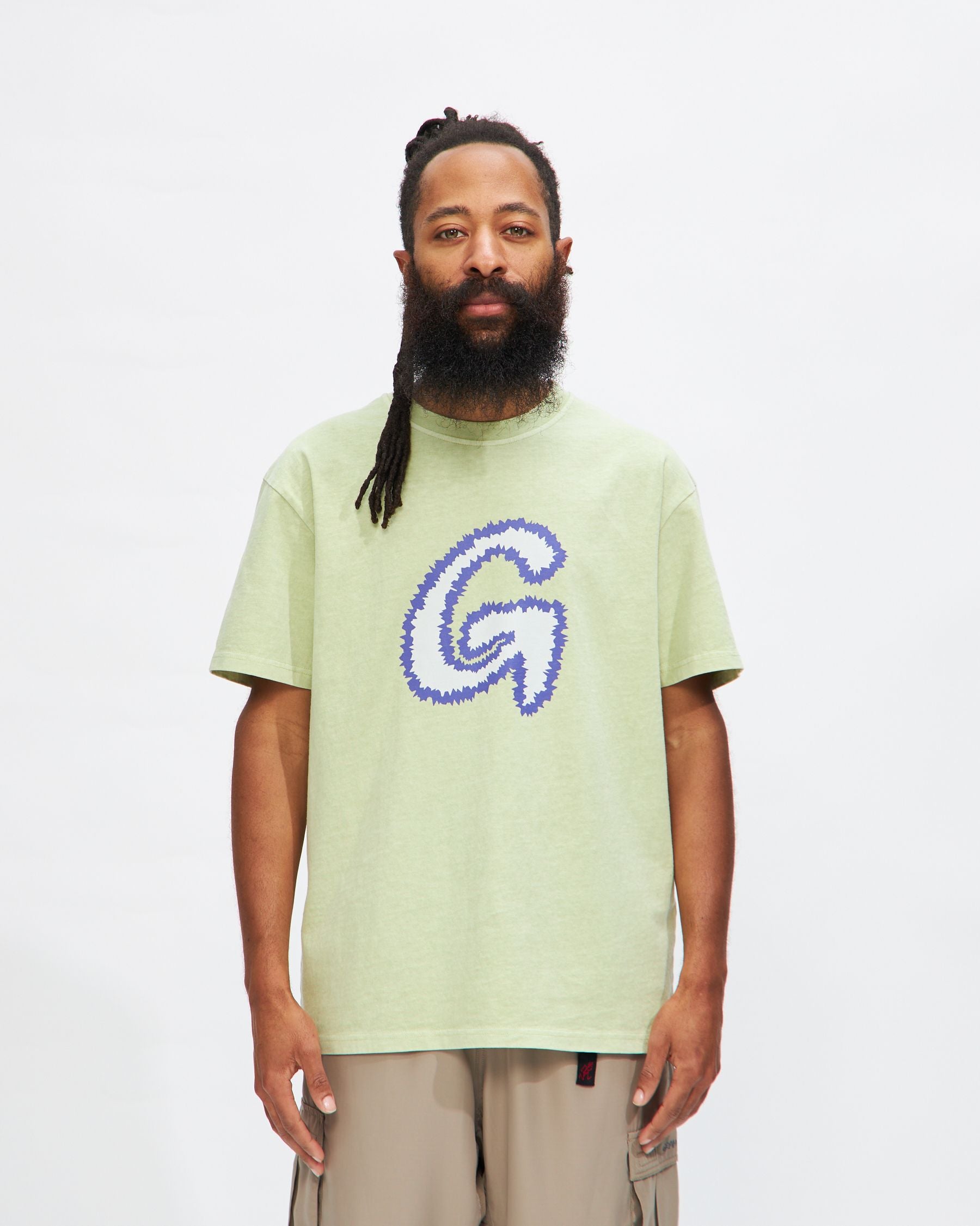 Fuzzy G-Logo Tee in Smoky Mint Pigment