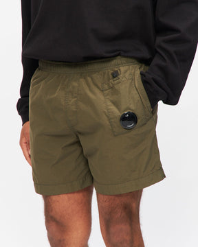 Flatt Nylon Auxiliary Pocket Swim Shorts in Ivy Green