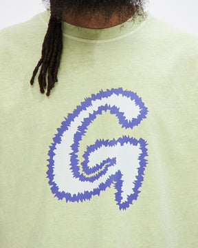 Fuzzy G-Logo Tee in Smoky Mint Pigment