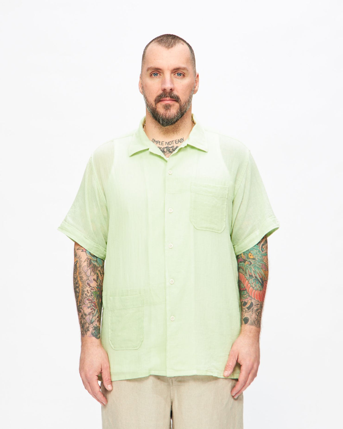 Camp Shirt in Lime Cotton Crepe