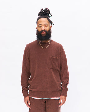 Loose Pullover in Brown Terry Fleece