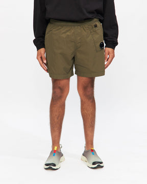 Flatt Nylon Auxiliary Pocket Swim Shorts in Ivy Green