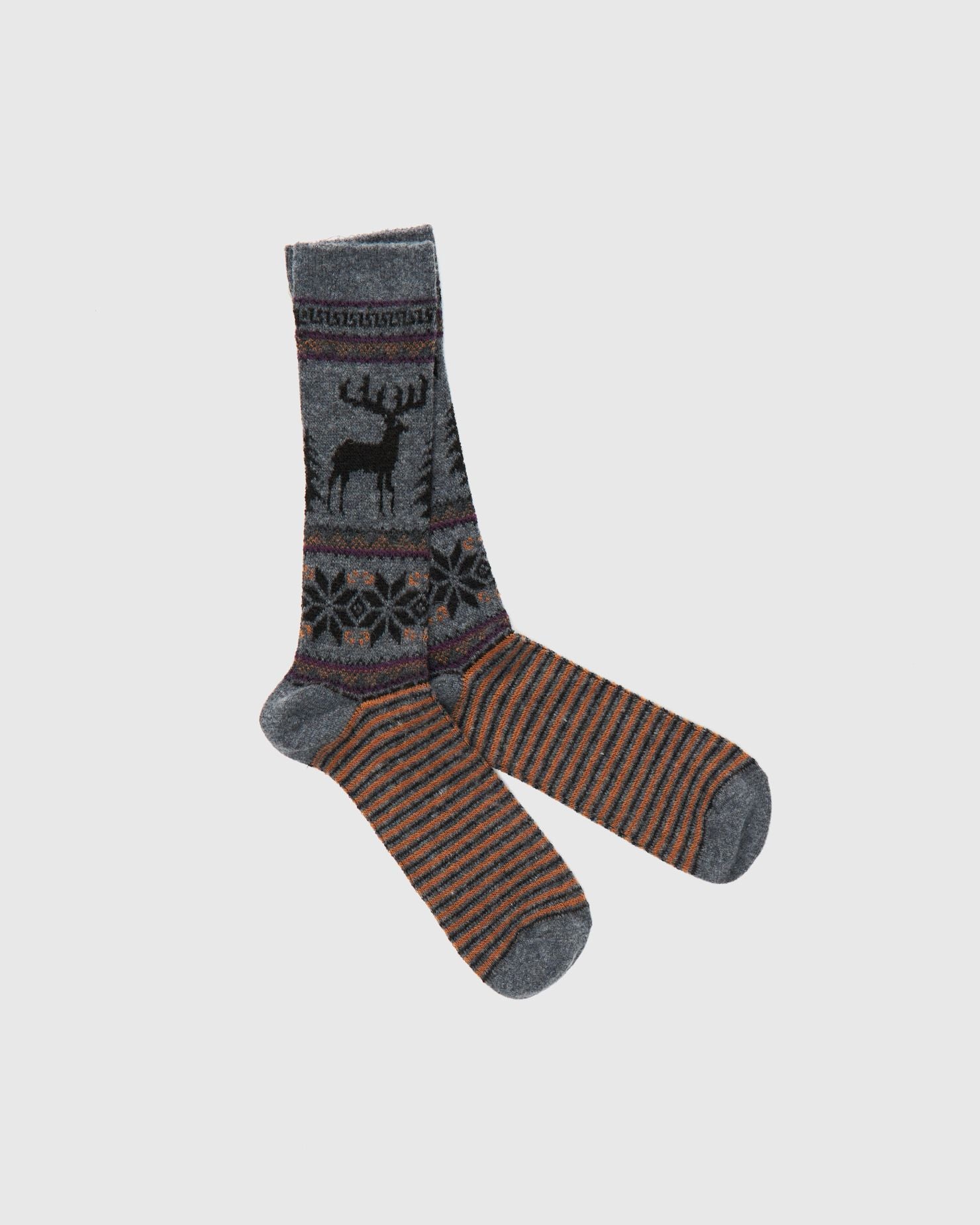 Wool Deer Crew Sock in Grey