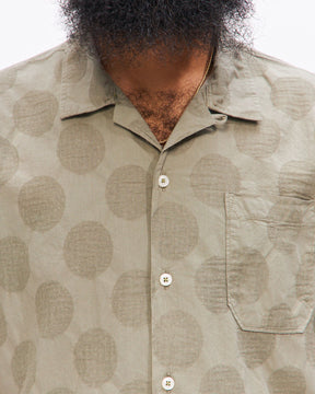 Road Shirt in Light Olive Dot Cotton