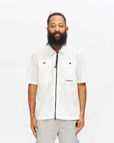 Cotton Rip-Stop Zipped Shirt in Gauze White