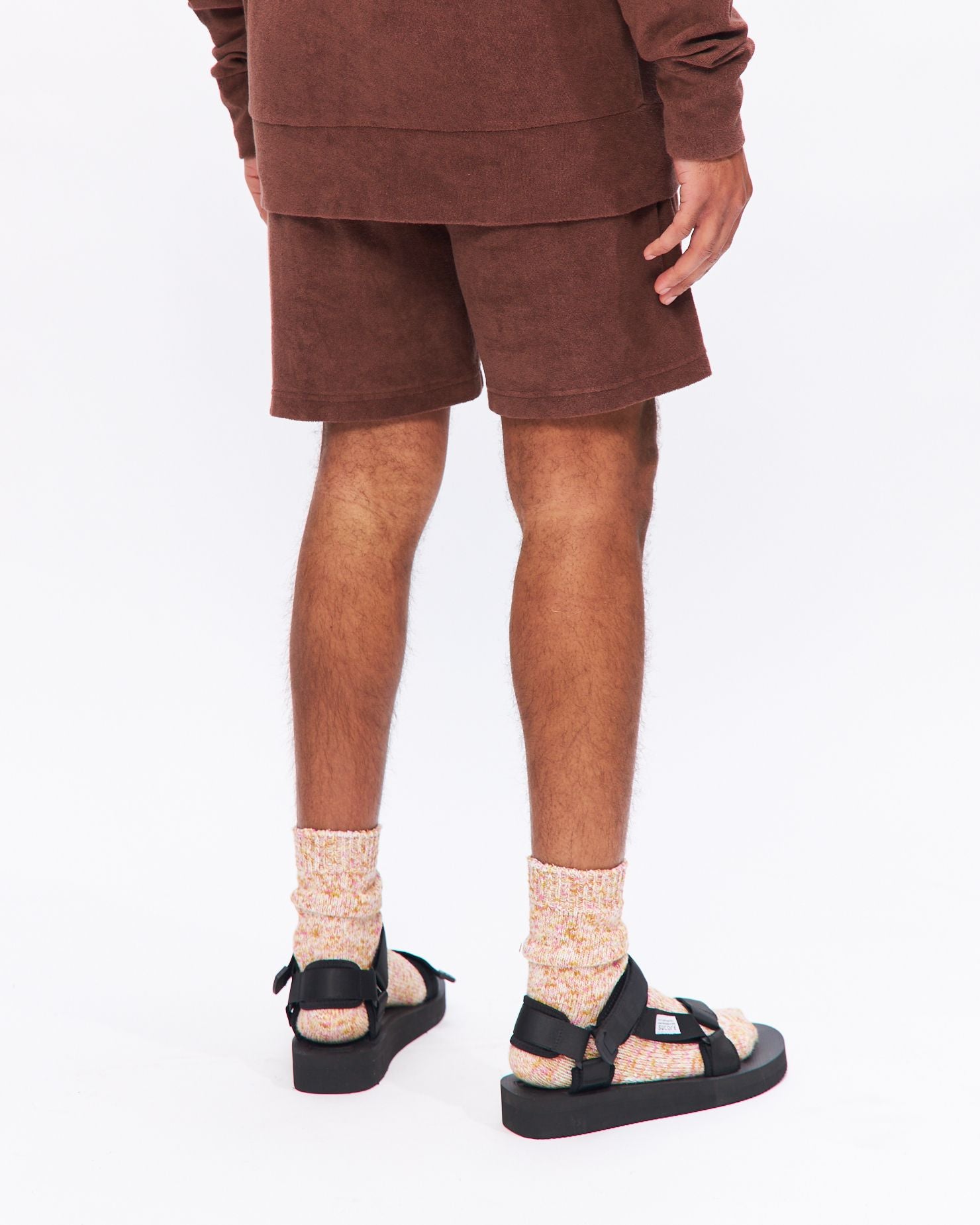 Beach Short in Brown Terry Fleece