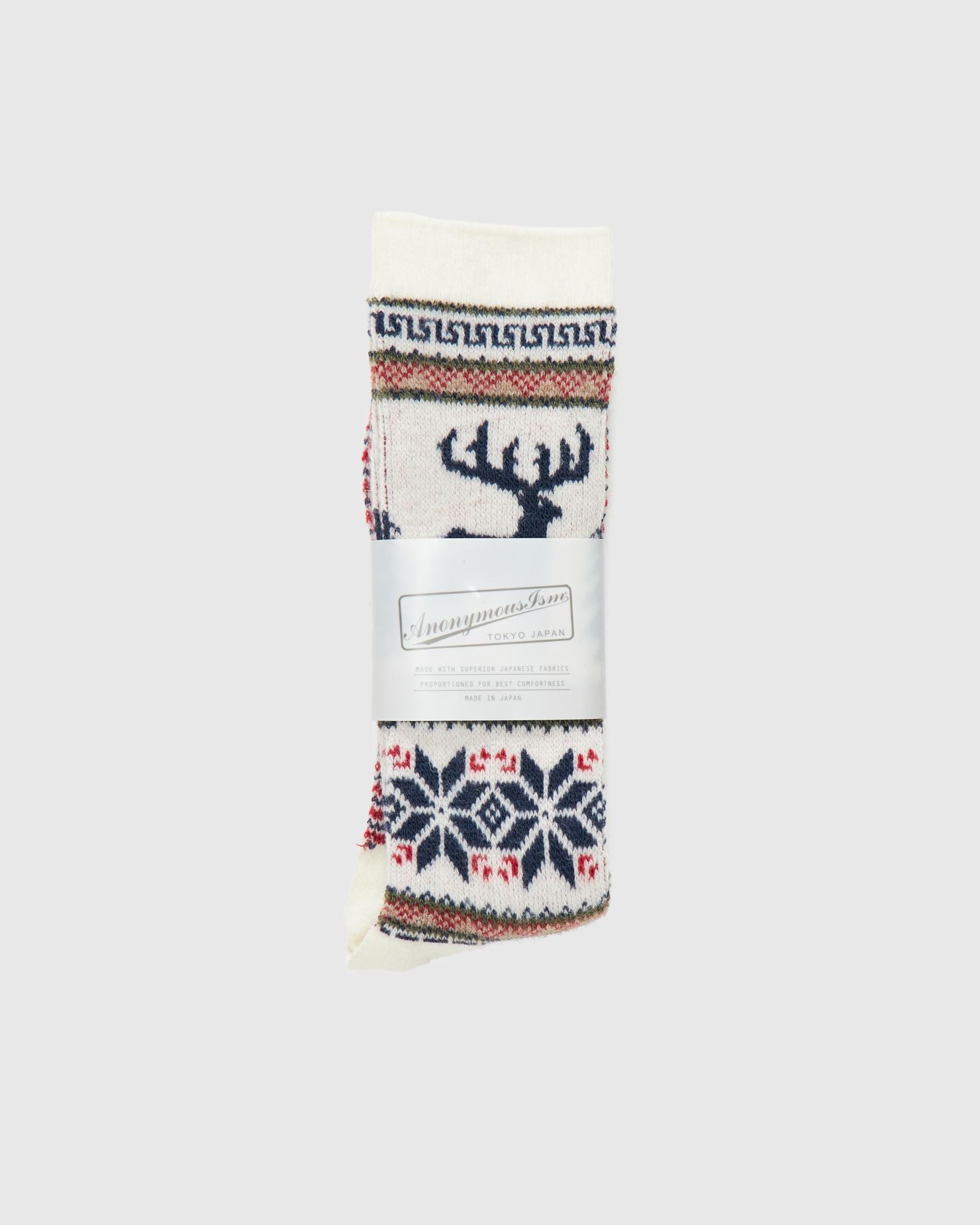 Wool Deer Crew Sock in Off White
