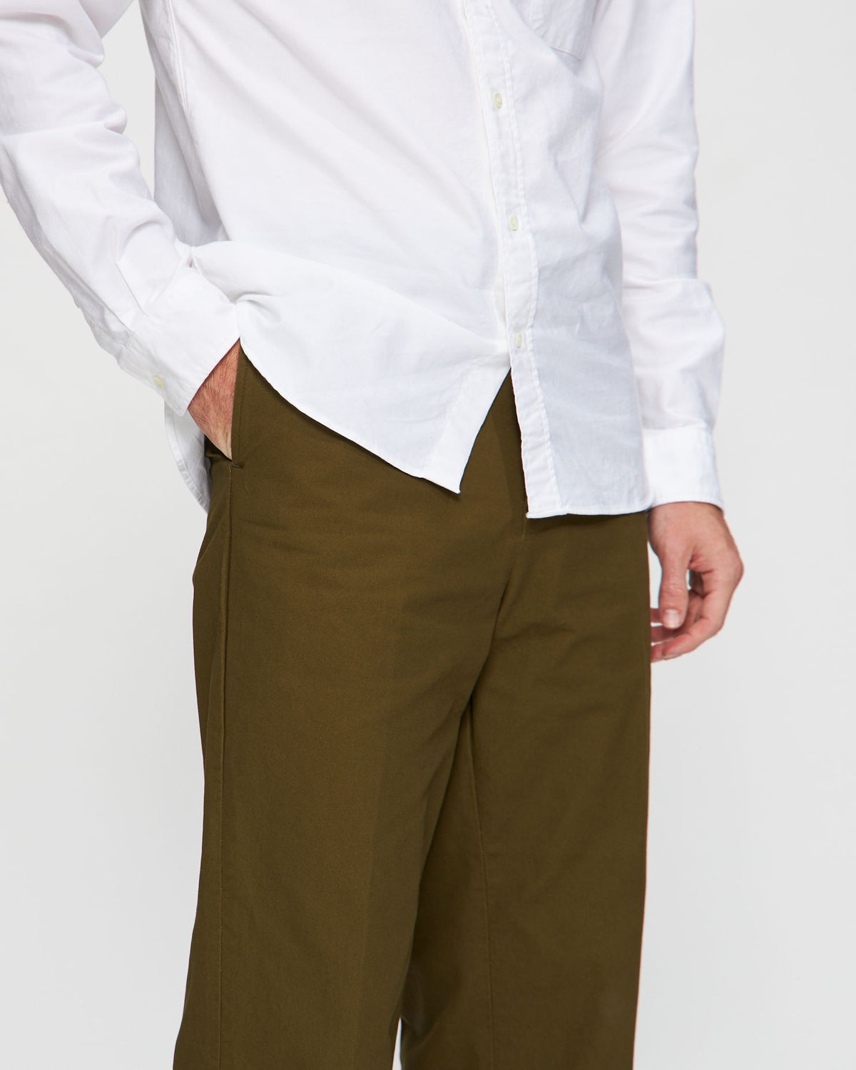 Twill Wide Trousers in Olive