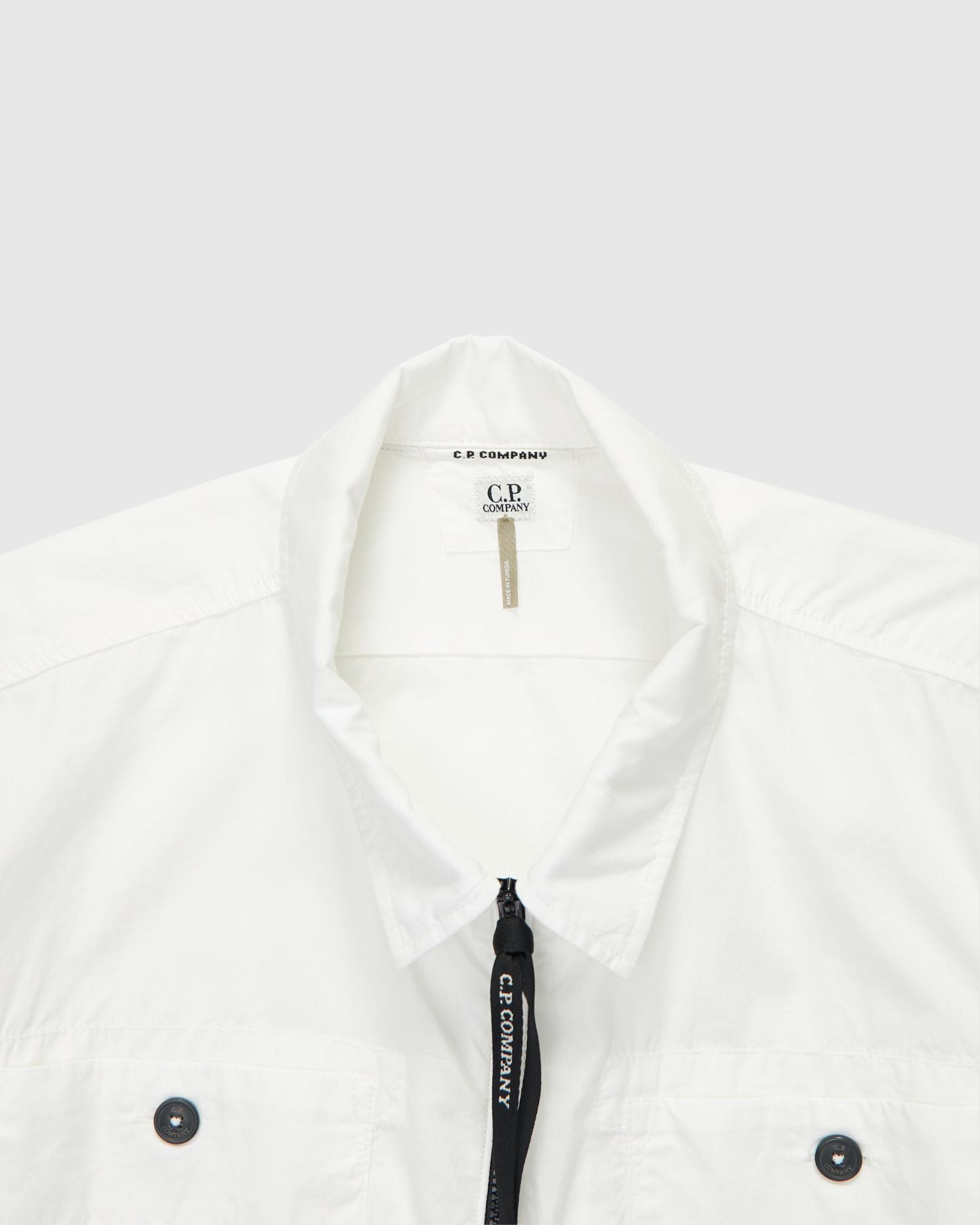 Cotton Rip-Stop Zipped Shirt in Gauze White