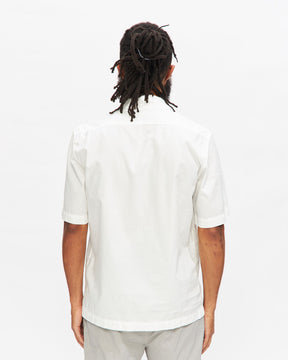 Cotton Rip-Stop Zipped Shirt in Gauze White