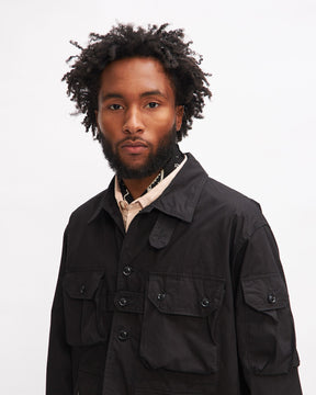 Explorer Shirt Jacket in Black Cotton Duracloth Poplin